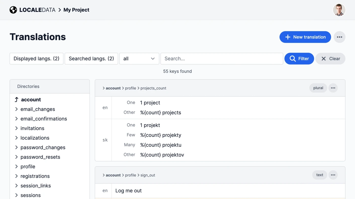 Screenshot of LocaleData